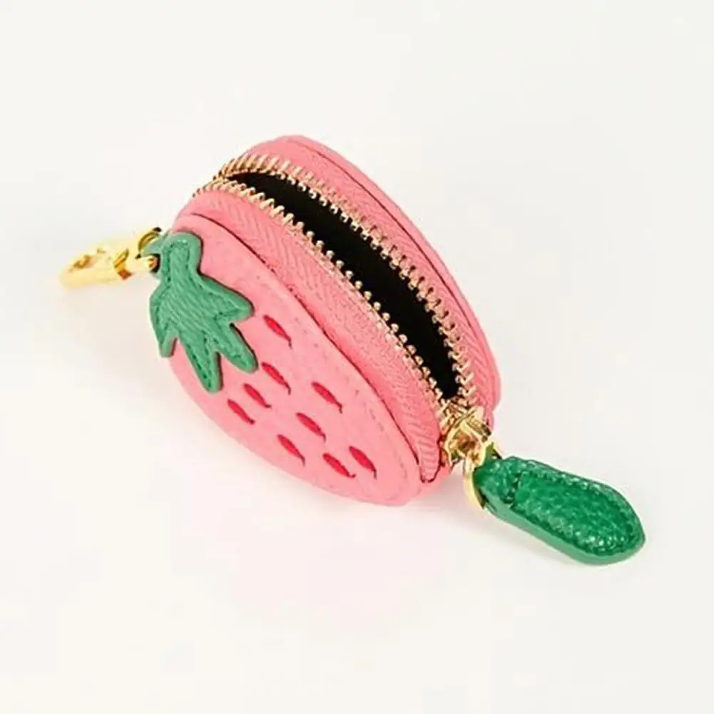 الإبداعية الفاكهة على شكل بو الجلود حقيبة قلادة لطيف سلسلة الفاكهة الصغيرة البرتقال الفراولة المفاتيح متعددة الوظائف عملة المحفظة