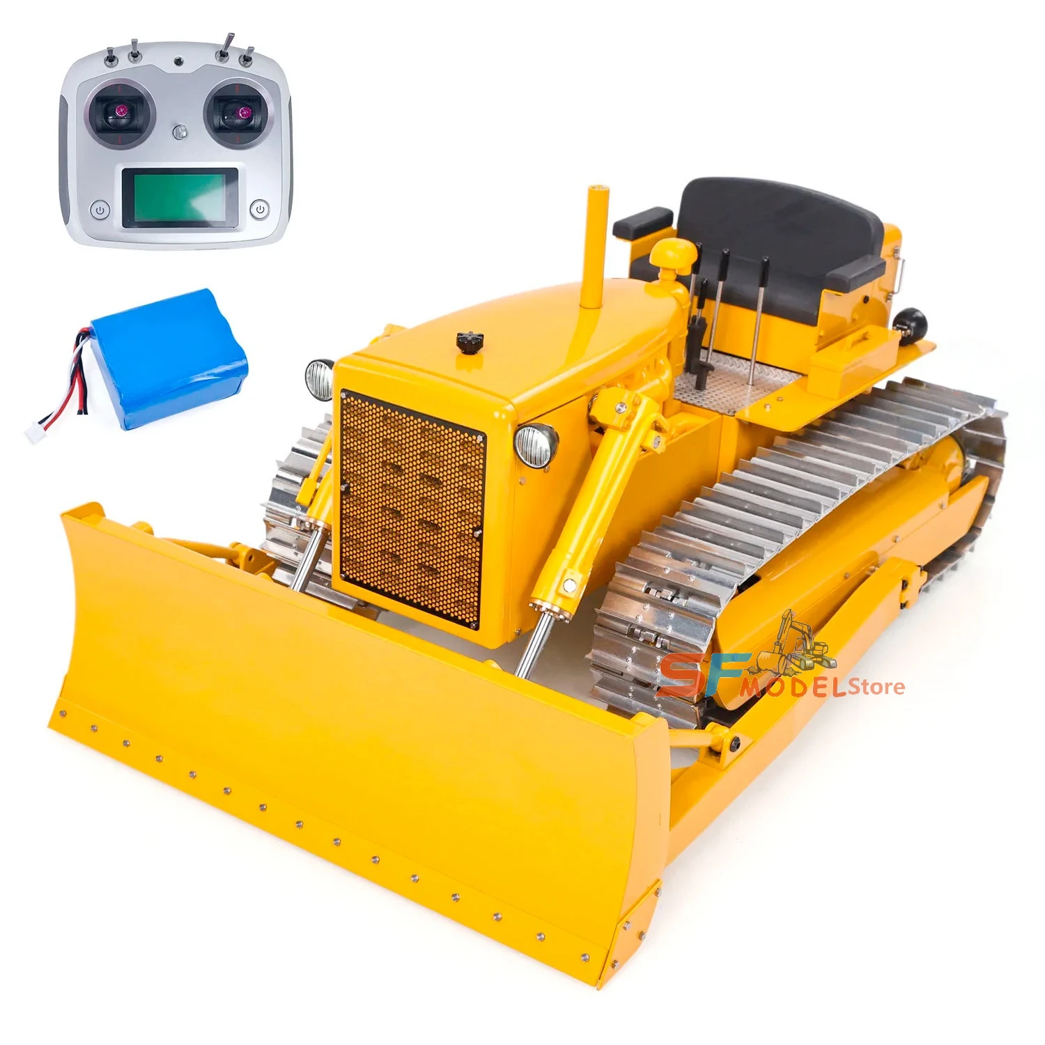 RC Bulldozer D7 1/14 Hydraulic RC Bulldozer Metal Model with Lighting and Sound System RTR Version Remote Control Car Model Toy