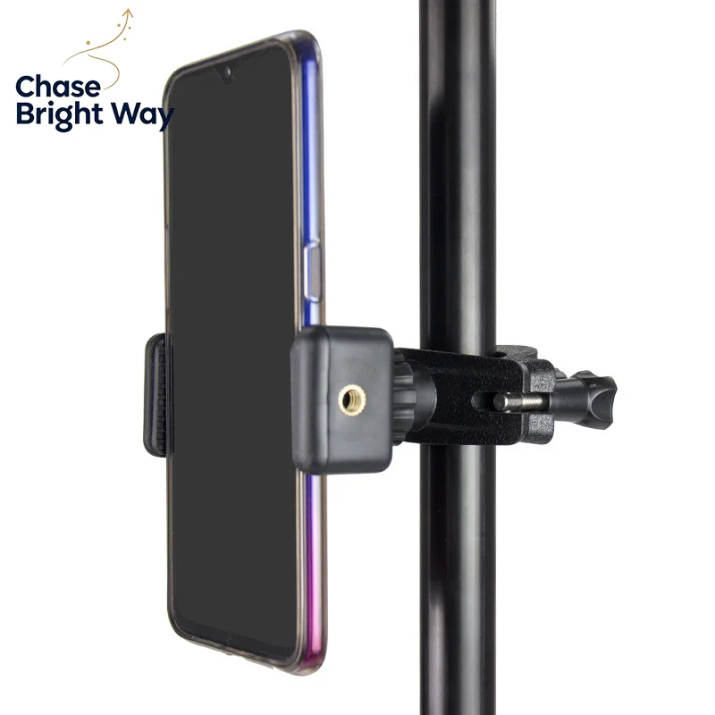 1 Set SLR Camera Phone Holder For Circular Lamp Tripod Phone Live Streaming Bracket Automatic Clamping 360 ° Rotating Bracket