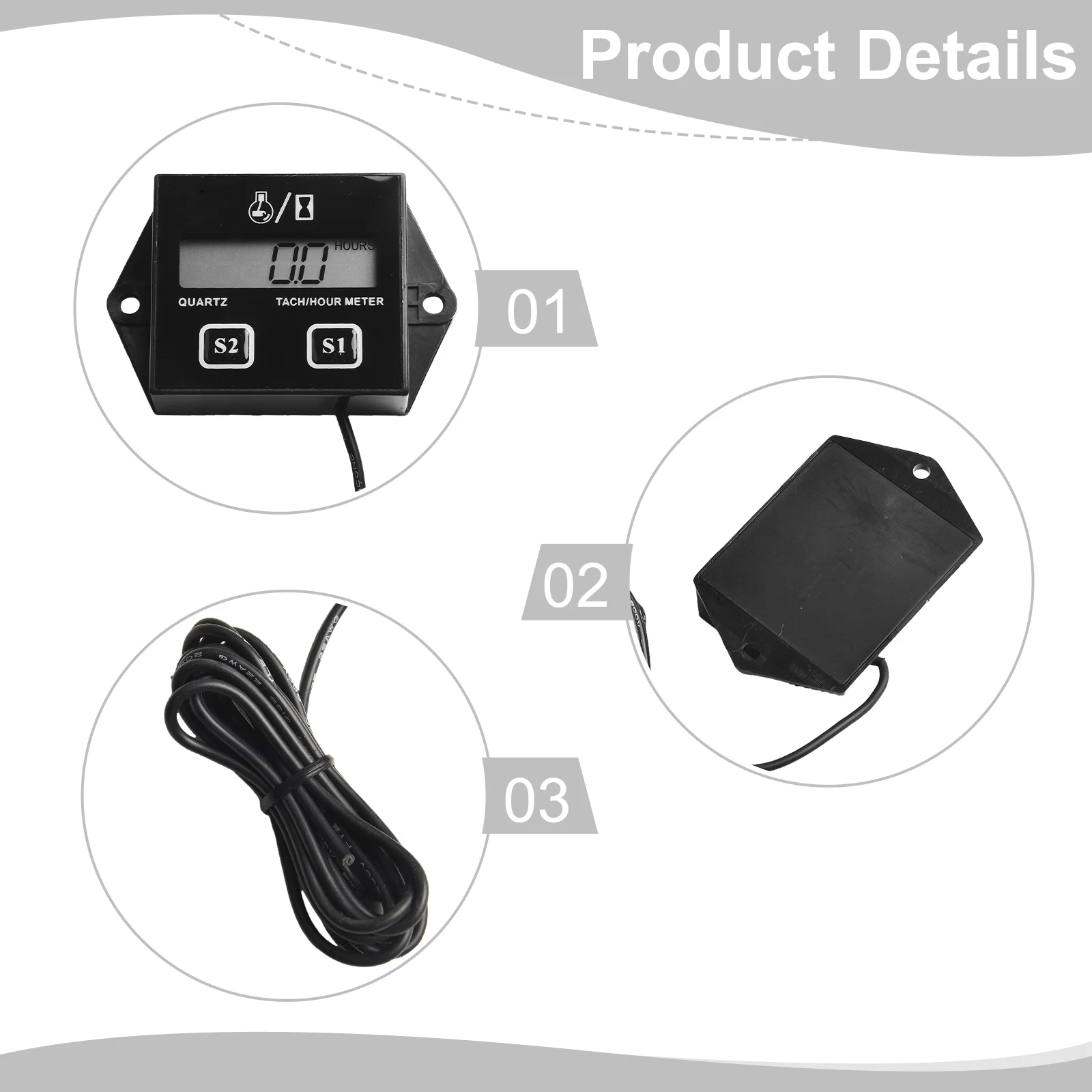 7*4*2cm Hour Counter Countdown Maintenance Timer Device Accurate Idle Speed Adjustment Epoxy Sealed For Durability