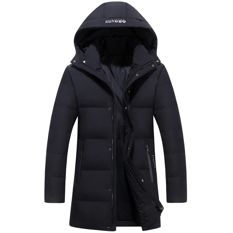 

Nice New Winter Down Jacket Men Brand Winter 90% White Duck Down Coat Men Warm Thicken Hooded Solid Zipper Overcoat Men Parkas