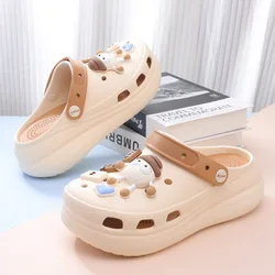 Women Platform Sandals 2024 Summer Soft Thick Sole Diy Charms Clogs Garden Shoes Woman Closed Toe Non-Slip Beach Slides Sandals