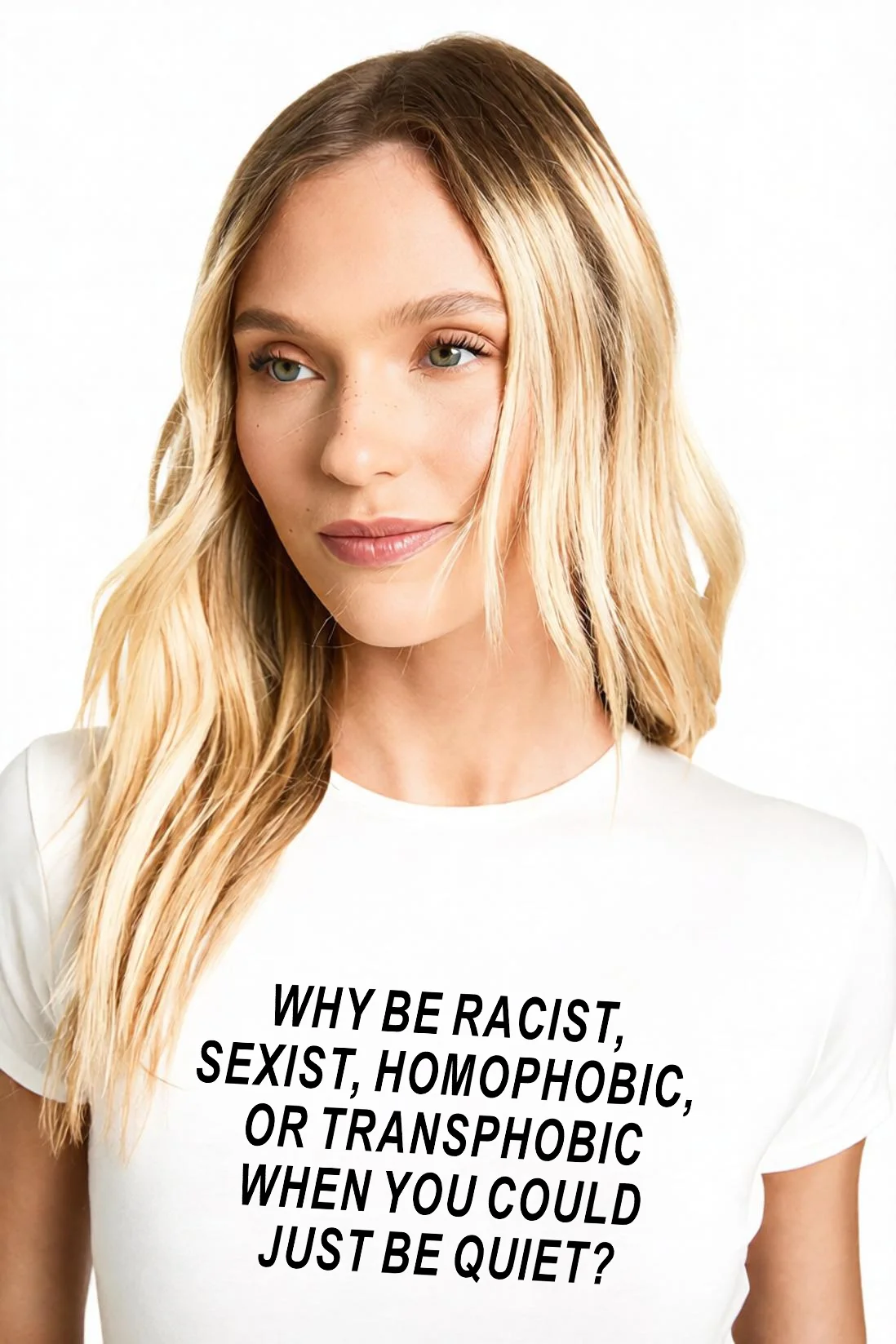 Y2K Baby Tee Girls Crop Top Y2K Short Letter Printed Why Be Racist Sexist Homophobic Or Transphobic Top Baby T-Shirt