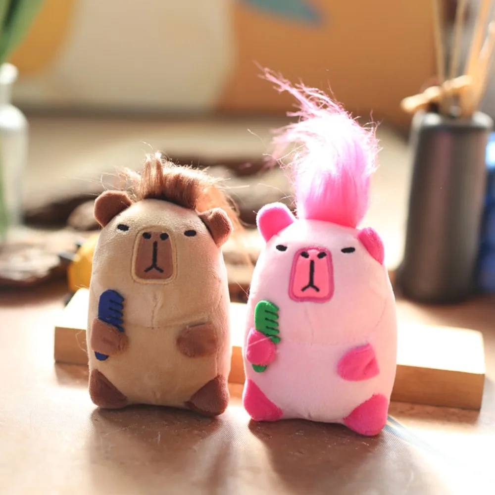 Creative Cute Stuffed Capybara Keychain Long-haired Capybara Doll Pendant Matte Texture Bag Pendant Capybara Worm Doll Pendant