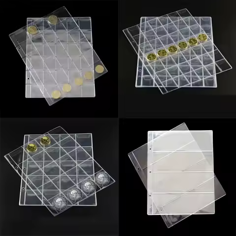 10PCS Coin Collection Book 20/30/42 Grid 4-line Banknote Collection PVC Transparent Inner Page 250 X 200 Mm Coin Loose Leaf