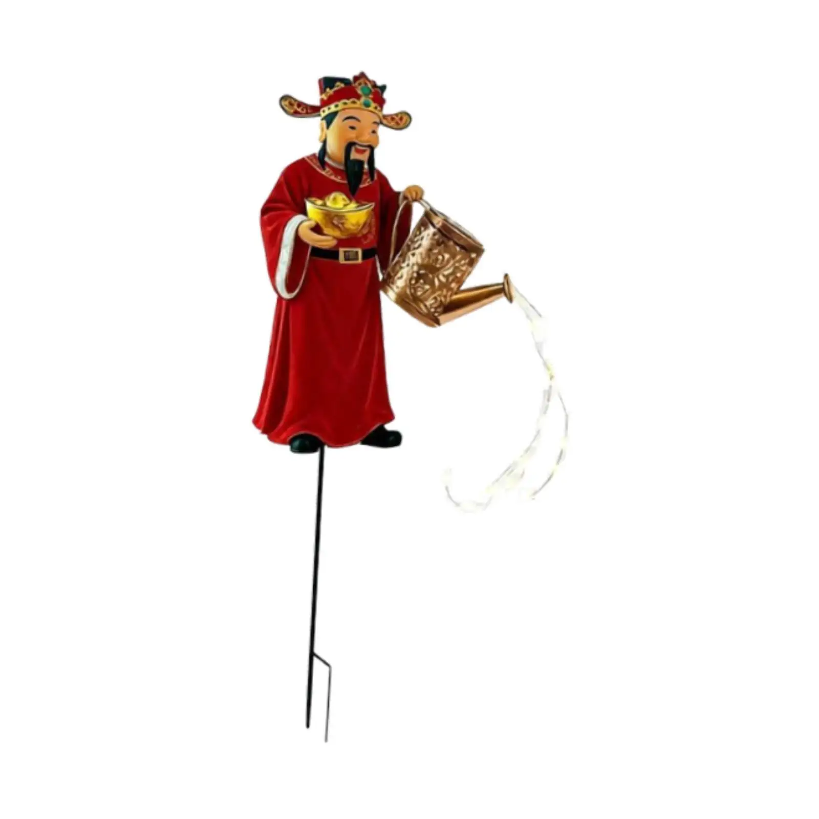 

Solar Garden Stake Light Weather Resistant Iron God of Wealth Figure Landscape Prop for Walkway Yard Patio Outdoor Decoration