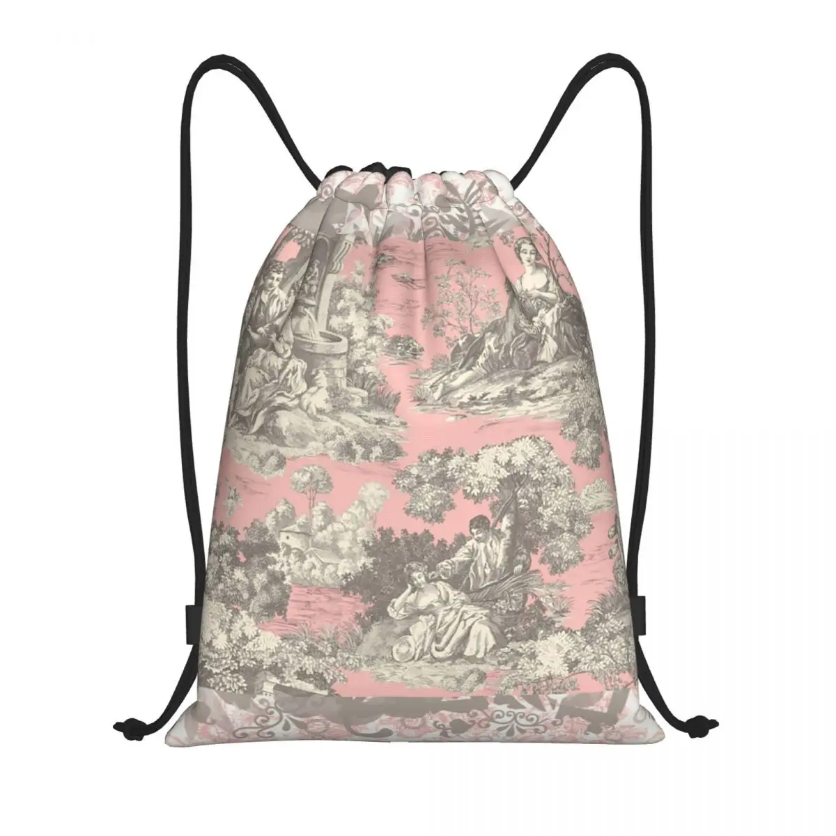 Custom Toile De Jouy Vintage French Drawstring Backpack Bags Men Women Lightweight Gym Sports Sackpack Sacks for Yoga