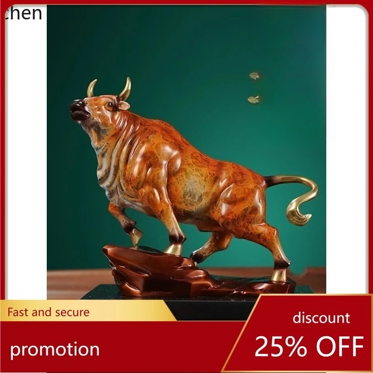 CZ Bronze Ox Ornament Office Craft for Grand Opening, Housewarming, Corporate Anniversary Gift