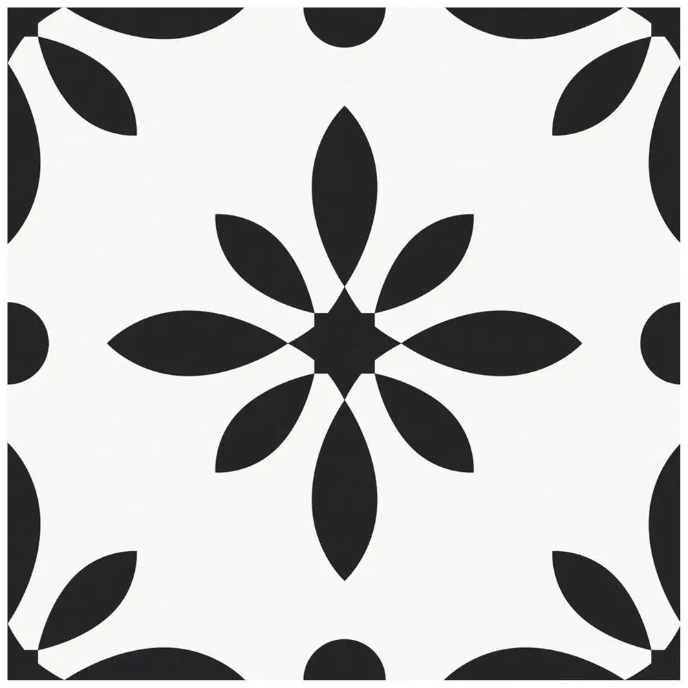 Peel and Stick Floor Tile, Vinyl Flooring Self Adhesive DIY: Square White+Black Tiles 8 x 8 20 PCS, Waterproof and Removable Til