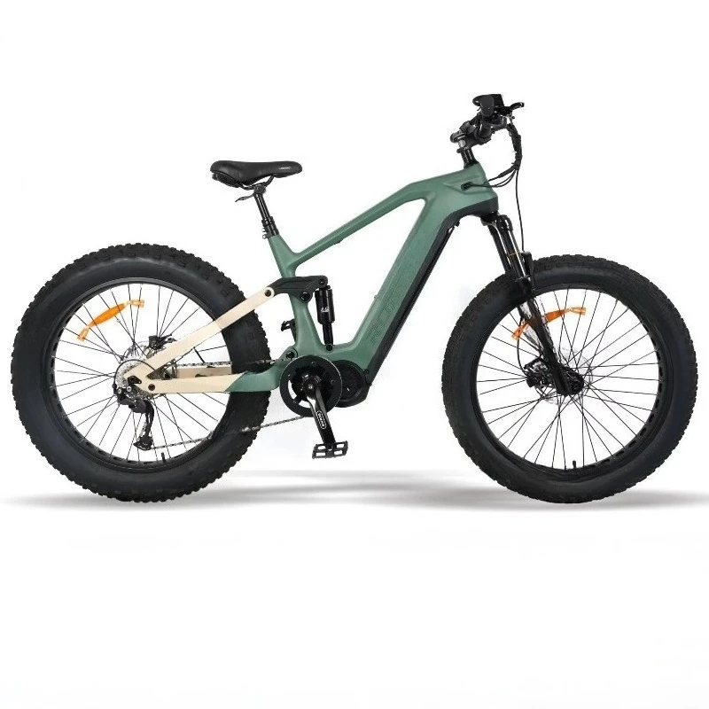 BR 26-Inch Carbon Fiber Frame Electric Bike Central 48V 750W Brushless 9-Speed 15AH Lithium Battery Tektro Hydraulic Disc Brake