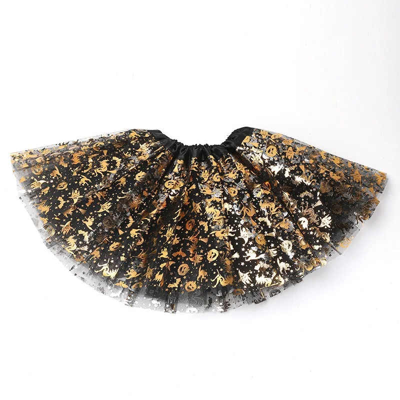 Jupe en filet de sorcière citrouille araignée pour enfants, jupe bouffante Ro Sle ort, jupe mi-longue en Fiber de Polyester