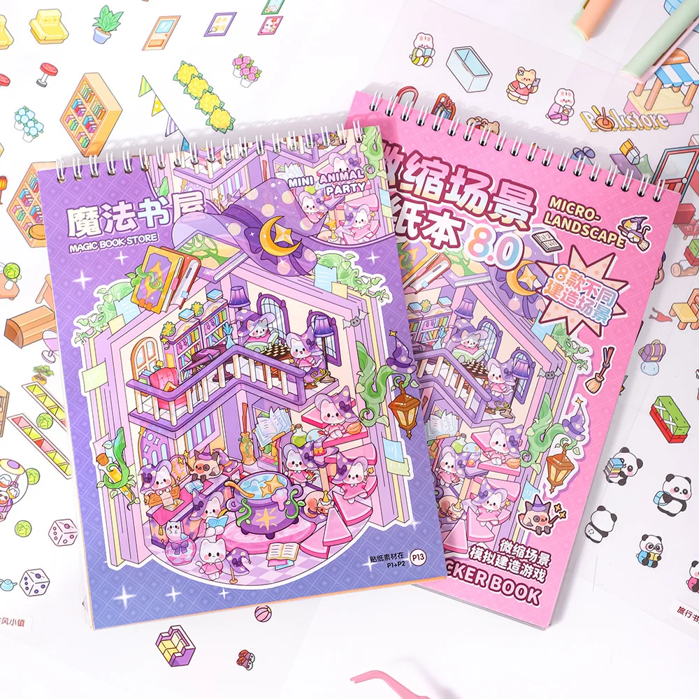 JCAC Tweezers+1.0 Miniature Scenery Sticker Collection Unpack & DIY Crafting Educational Family Time Gift for Family Gatherings