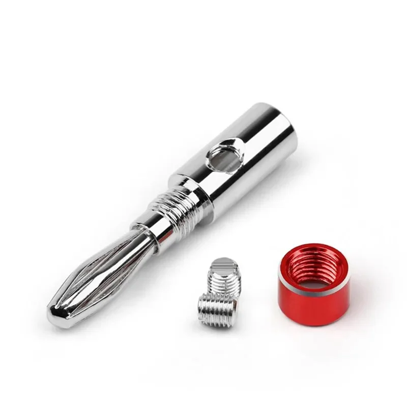 ABMF-موز التوصيل موصل قابس الصوت الصوت جاك الموز المتكلم محطة ل 4 مللي متر ملزمة آخر قفل برغي مزدوج 4 قطعة