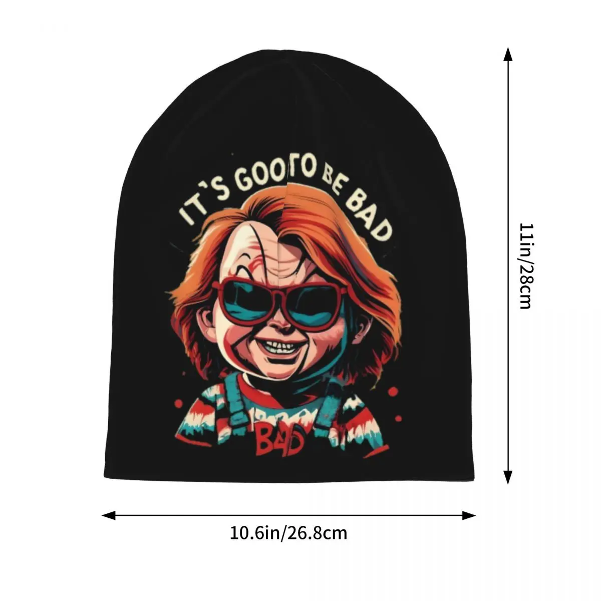 Man It's Good To Be Bad Halloween Beanies Hats Accessories Windproof Horror Movie Chucky Thermal Elastic Bonnet Knit Hat