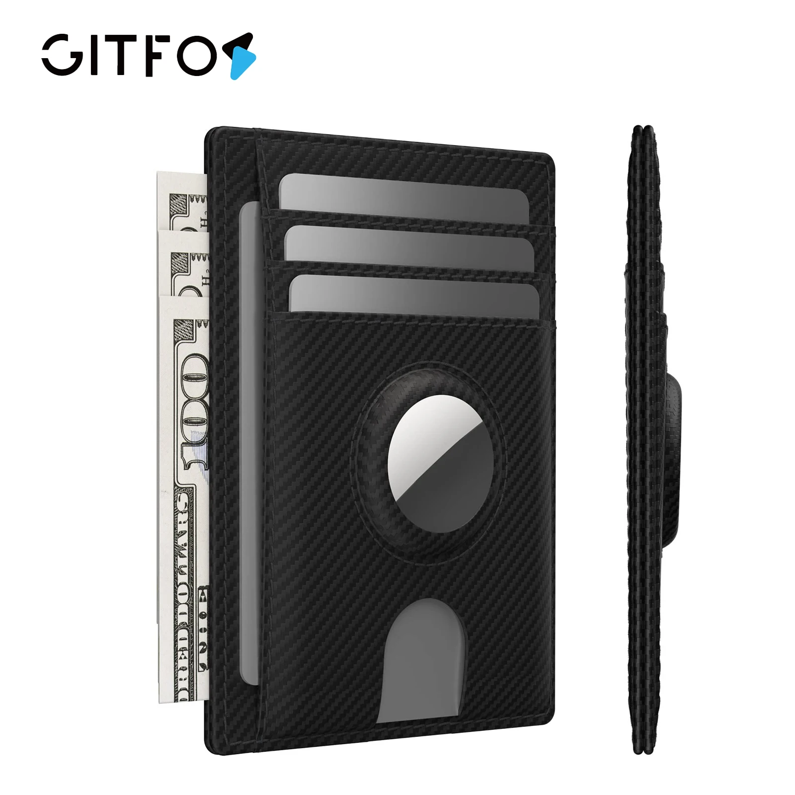 

GITFOS Airtag Wallet Holder Case Leather Wallets Slim Minimalist Card Holder RFID Blocking Card Wallet for Apple Airtag Holder