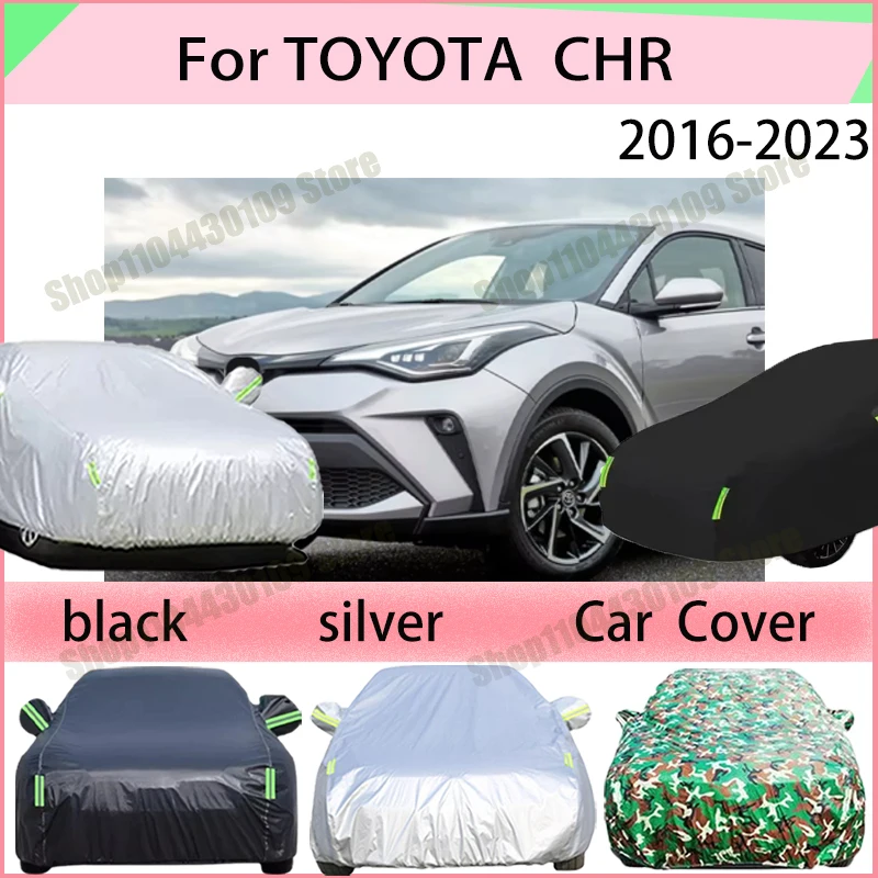 

For TOYOTA CHR 2016-2023 210T Polyester All-Weather Outdoor Car Cover Waterproof Anti-UV Dustproof Exterior Protection