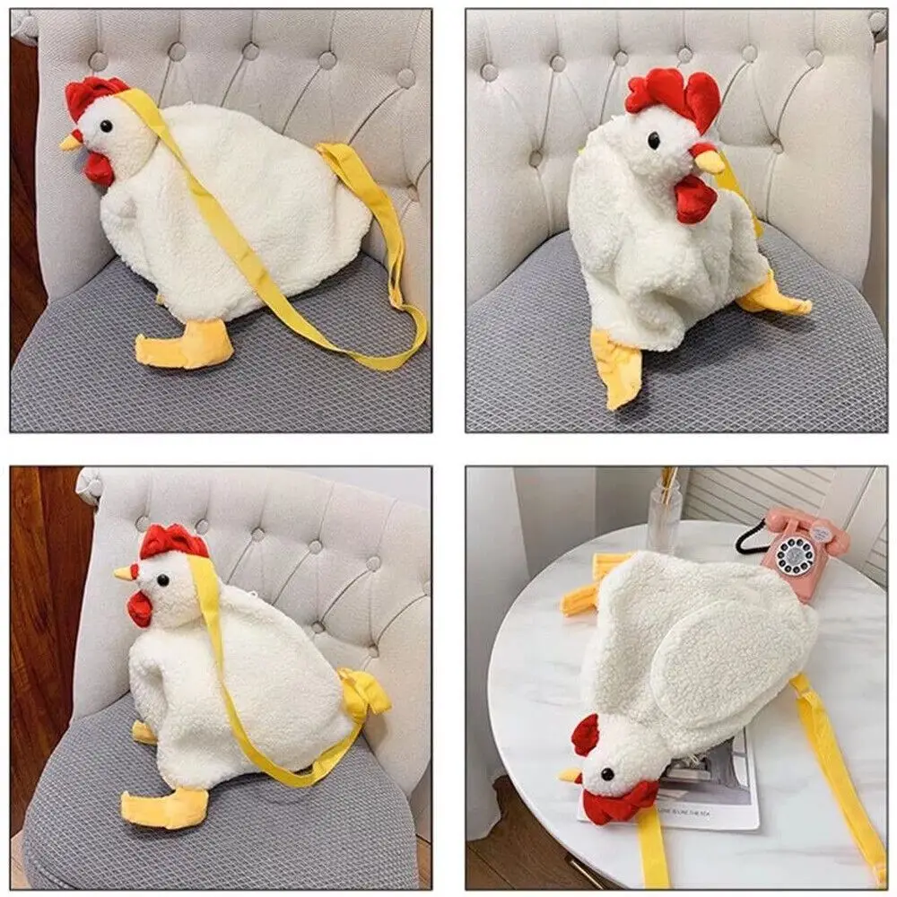 Plush Crossbody Chicken Shoulder Bag For Women Cute Cartoon Purse Mini Bag Messenger Bag Tote Handbag Women Girls Bag