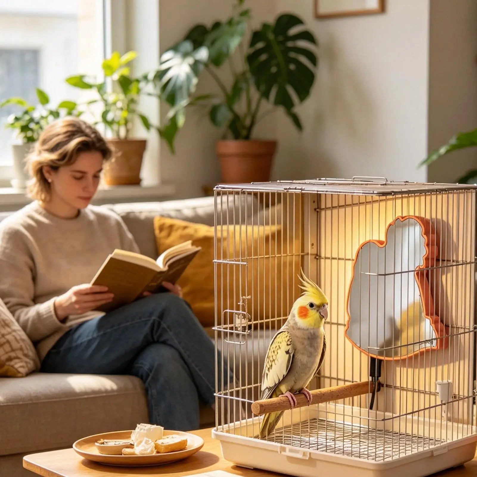 Bird Warmer For Cage Constant Temperature Warmer Pad Plate With Bite Proof Cord Parakeet Heater For Parrots Parakeets Canaries