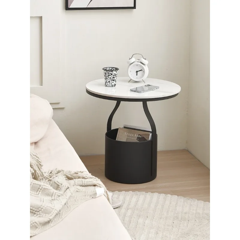 Cream wind sand hair edge balcony  tea  iron double-layer round small bedside table