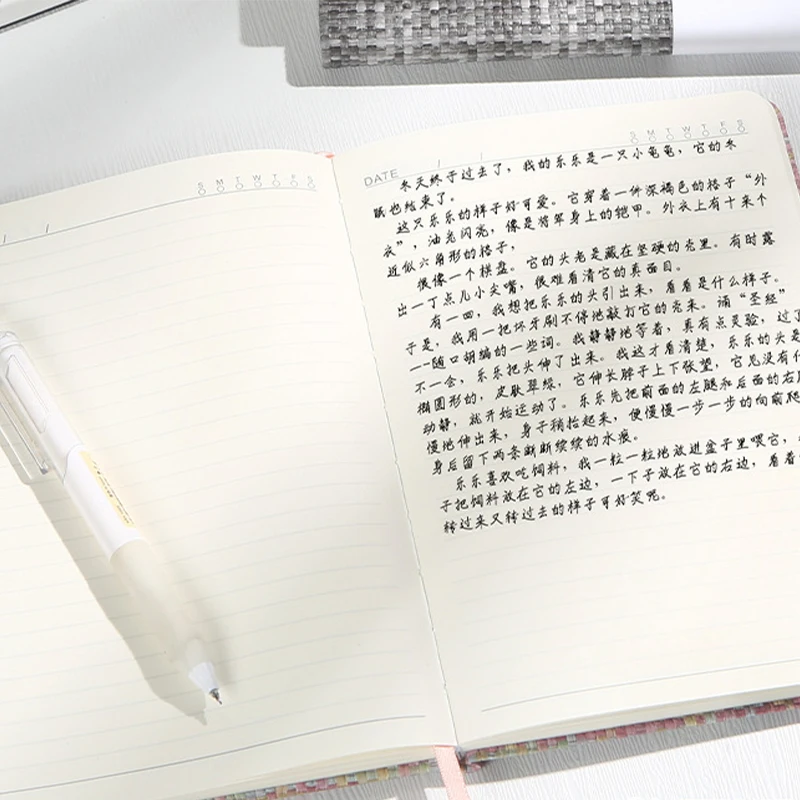 A5 Elastic Band Hardcover Journal Imitation Linen Texture 192 Lined Pages 80GSM Paper Notebook For School Office