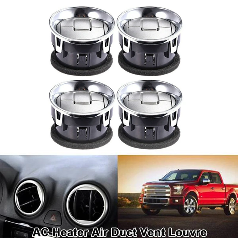 

4Pcs Car Dashboard AC Heat Air Vent Duct Chrome For Ford F150 2009-2014 9L3Z19893CA 9L3Z-19893-CA