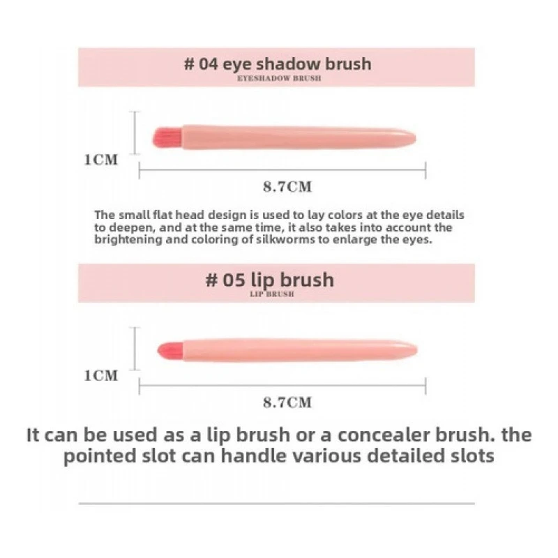 5-delige mini draagbare make-upborstelset met spiegel Multifunctionele losse poederborstel Foundation Brush Oogschaduwborstel Cosmetische kit