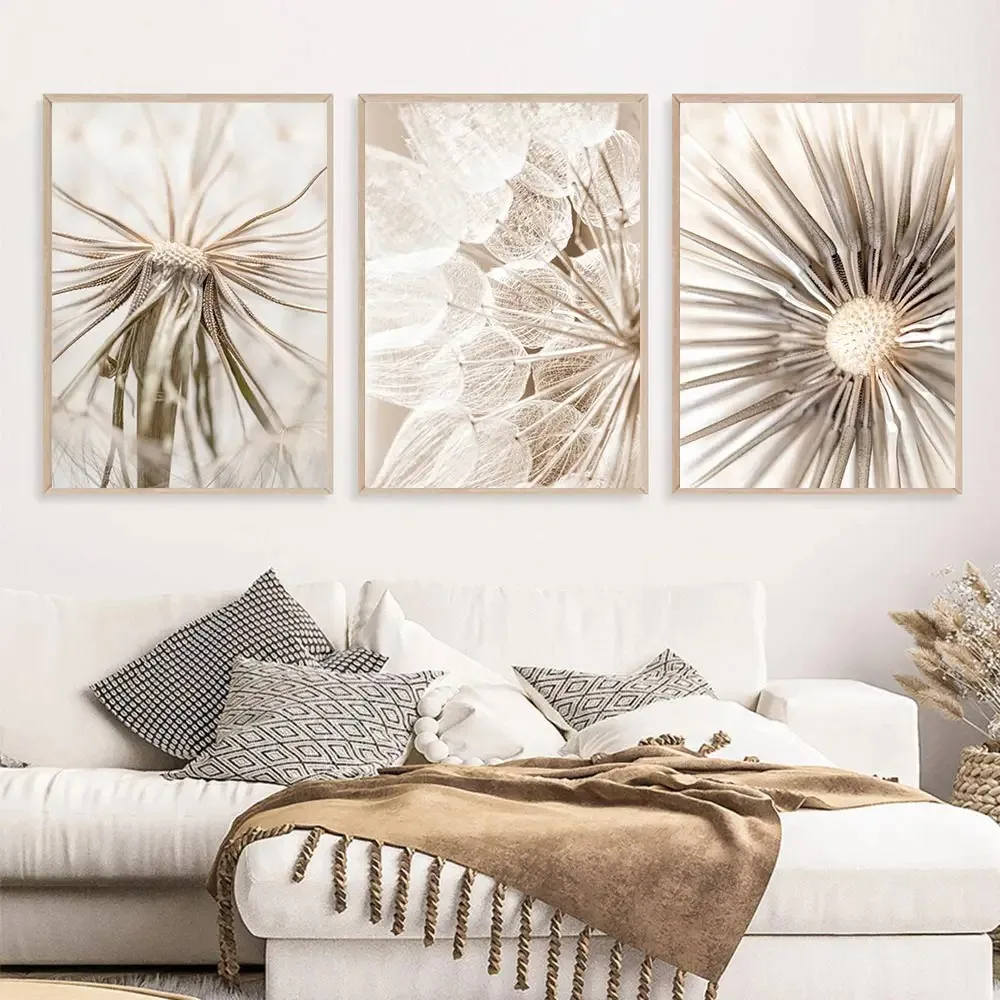 Nórdico arte da parede dandelion reed arte imprime ser selvagem citações poster bege paisagem quadros de parede lona sala estar