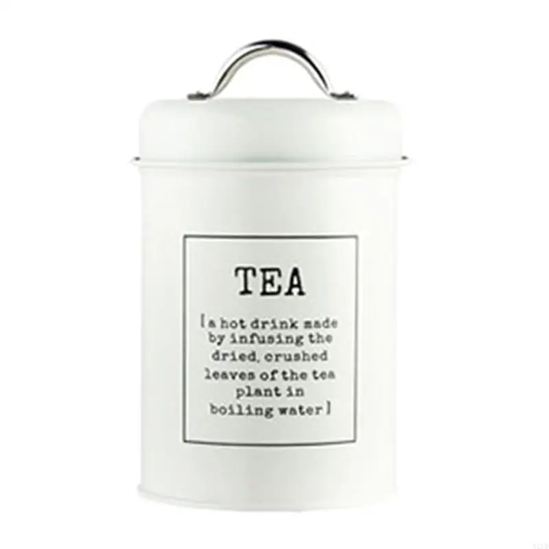 

Rustic Farmhouse Airtight Kitchen Canister with Lid Metal Sugar Coffee Tea Storage Jar Caddy Container N2UD