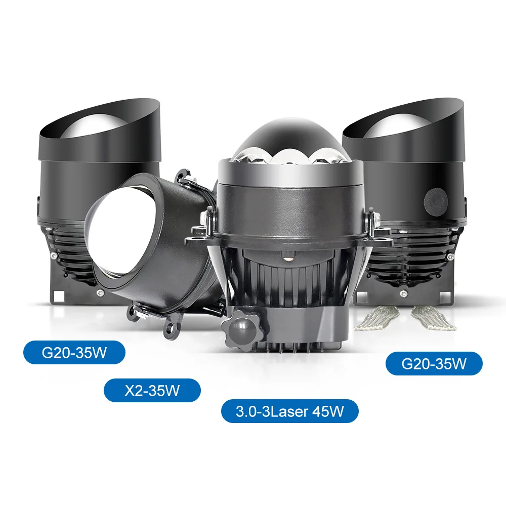 

110W 3-Inch Bi-LED Fog Light Triple Laser Projector Dual Beam Super Bright Headlight Effect Penetration Car Accessories