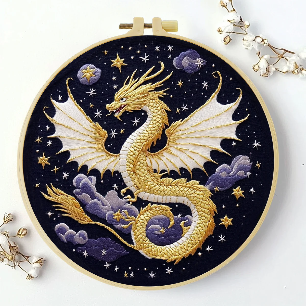 1 Stück 20X20CM/15X15CM 7,87/6,3 Zoll Drachen-Stickerei-Starter-Kit DIY-Kit DIY-Stickerei-Set Handarbeiten Heimdekoration Nadelkunst – Detail 2