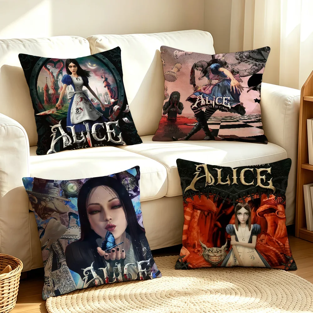 Game A-Alice M-Madness R-Returns cushion cover Soft Smooth Pillow Case Hidden Zipper Washable Decorative Couch Office Gift
