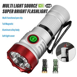 Super Bright LED Flashlight Rechargeable Torch Portable Work Light Outdoor Camping Light with Soft Lampshade Magnet and Hook