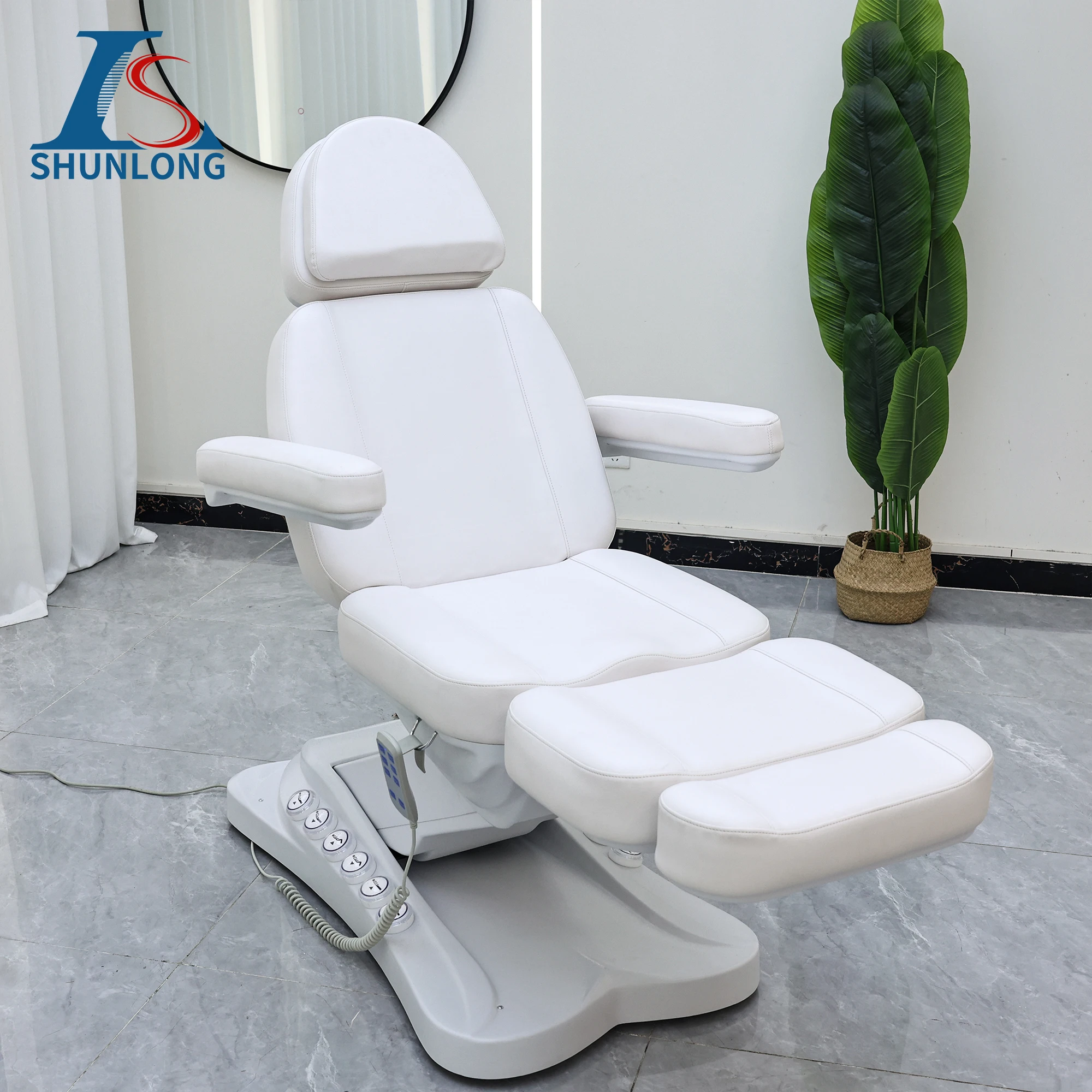 4 Motors Electric Facial Chair Height Adjustable Rotatable Beauty Chair PU Leather Cosmetic Tattoo Pedicure Chair for Aesthetic