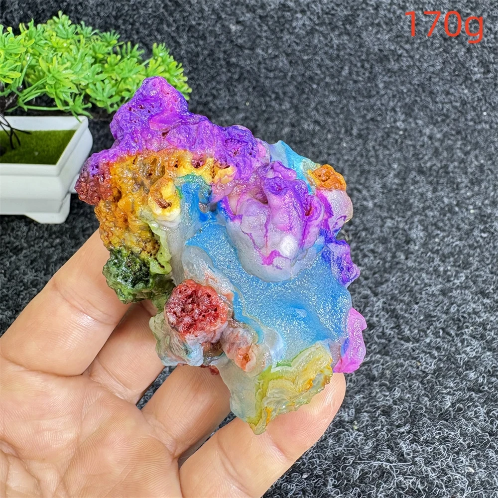Colorful Agate Raw Specimen Crystal Natural Stone Quartz for Home Garden Decoration Reiki Energy Healing Stone Minerals Luck Lov