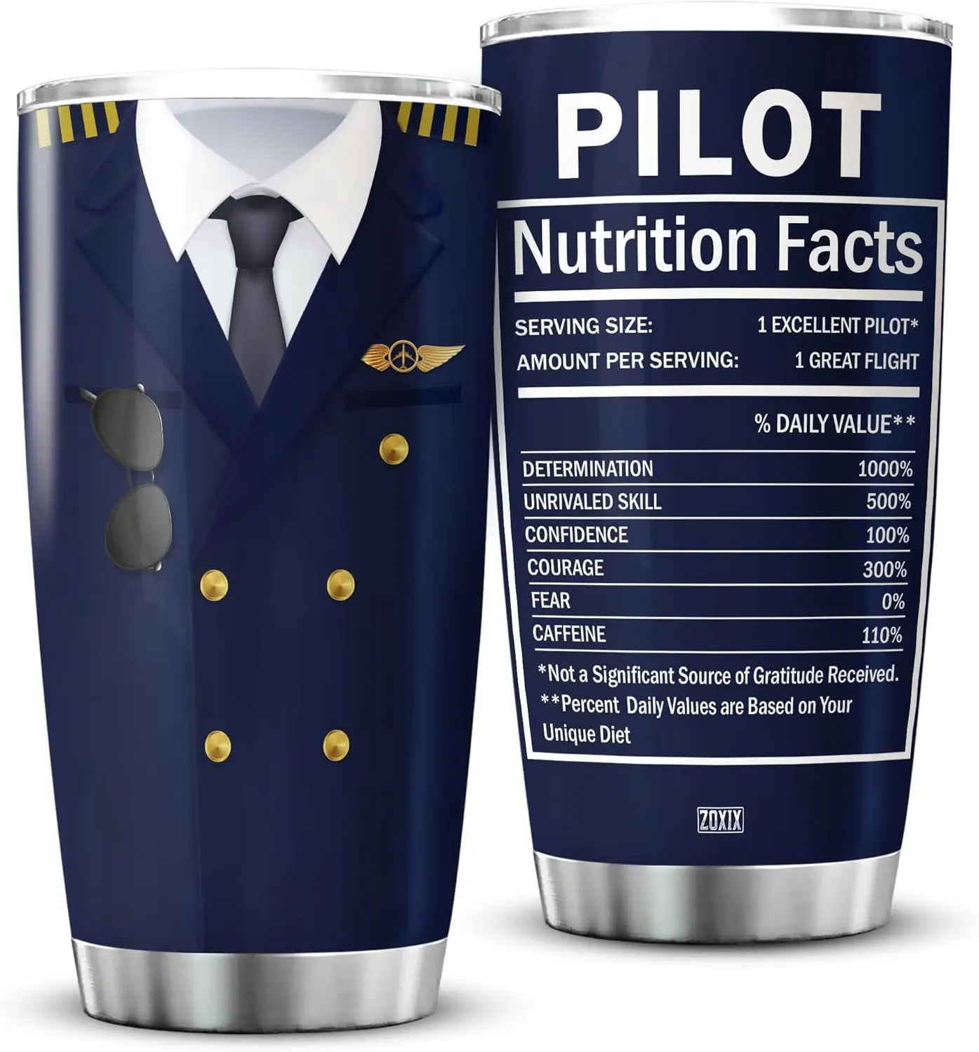 

Pilot Nutrition Facts Tumbler With Lid 20oz Aviation Pilot Gifts For Men Stainless Steel Travel Cup Vacuum Insulation Mug For Hi