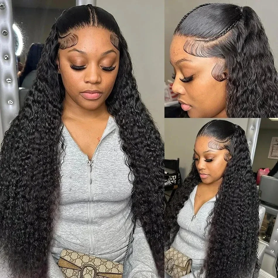 

13x4 Lace Front Wigs Human Hair Pre Plucked Deep Wave 180 Density HD Lace Frontal Wig With Baby Hair Transparent