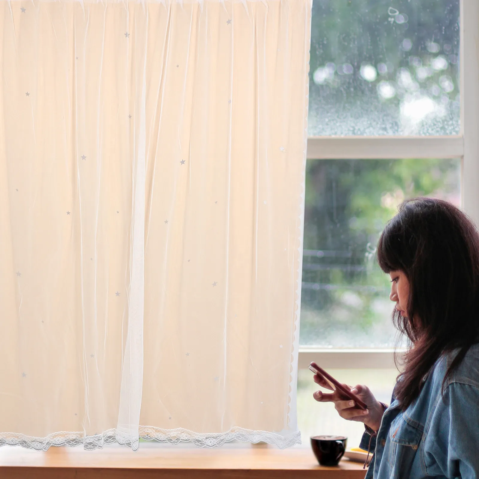 

Светонепроницаемые шторы с узором в виде звезд, без сверления, из легкоочищаемой ткани, плотные, блокирующие солнечный свет, для спальни, гостиной, стильный домашний декор