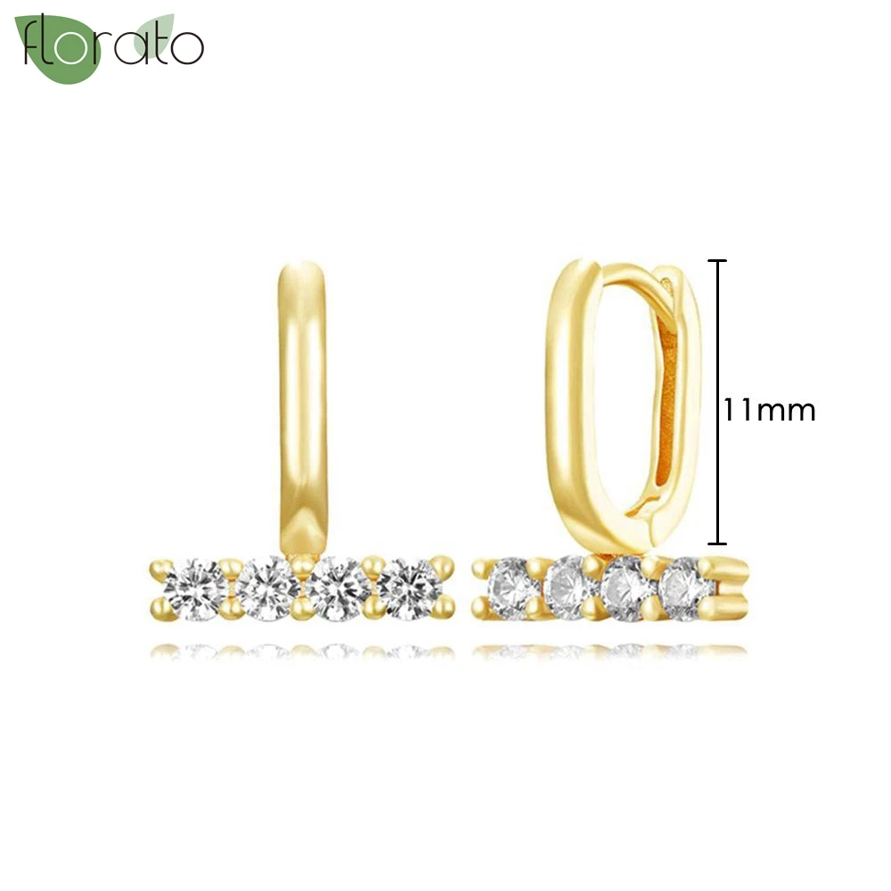 925 Sterling Silver Needle Fashion Horizontal Rectangular Zircon Earrings 2024 New Small Hoop Earrings for Women Luxury Jewelry