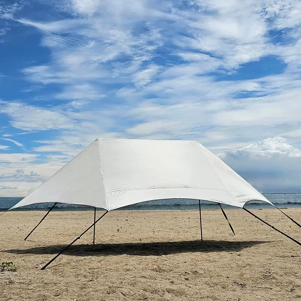 

10x17ft Outdoor Beach Canopy with 2 Poles for Sun Protection and Shelter