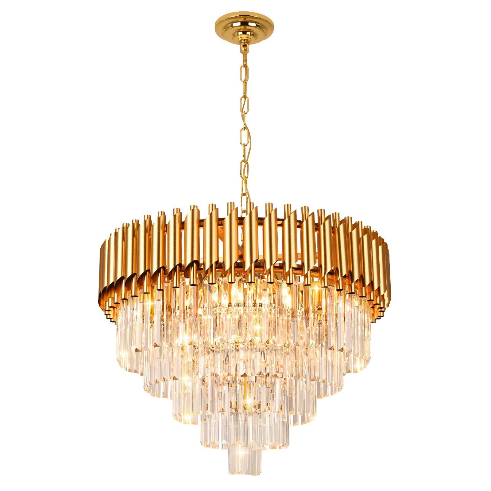 Modern Crystal 5-Tier Gold Chandeliers for Dining Room Bedroom Living Room Foyer Farmhouse,E12*8 Ø23.6 inch