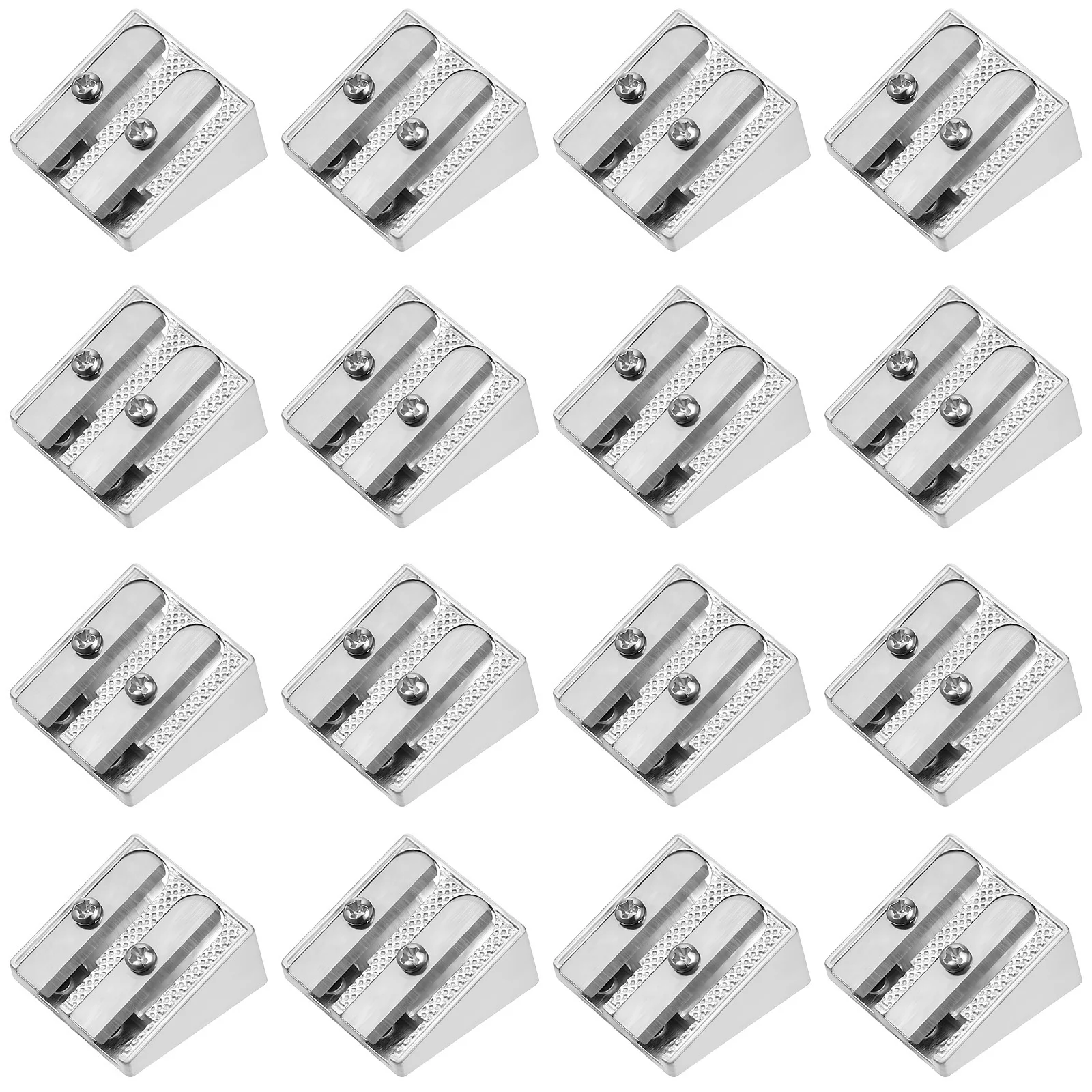 

16Pcs Aluminium Alloy Pencil Sharpeners Dual Holes Manual Portable Smooth Sharpening Office Supply Crayon Sharpener