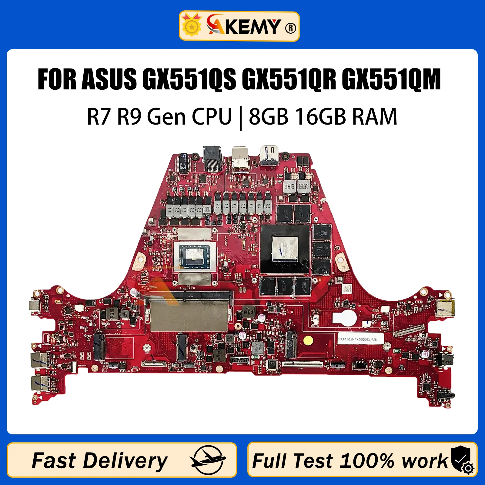 AKEMY GX551QS Mainboard For ASUS GX551QR GX551QM GX551Q GX551 Laptop Motherboard R7 R9 5th RTX3060 RTX3070 RTX3080 RAM-8GB/16GB