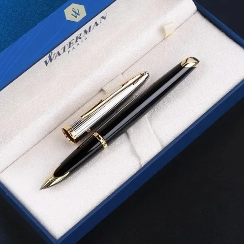 

Оригинальная высококачественная ручка Waterman Carene, перьевая ручка, перо из 18-каратного золота, золото/серебро, зажим, янтарно-красный, канцелярские принадлежности для делового письма, подарок