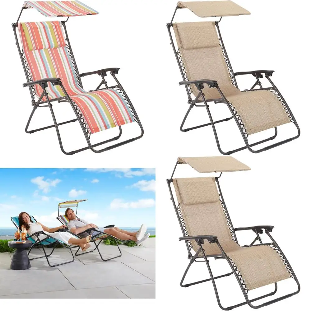 

Outdoor Zero Gravity Chair with Canopy, 350 lbs Weight Capacity, Adjustable Folding Patio Lounger Chair