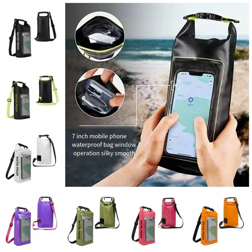 New 2L Swimming Waterproof Bag Sports Outdoor Cell Phone Bag PVC Clip Mesh Material Beach Messenger Bag