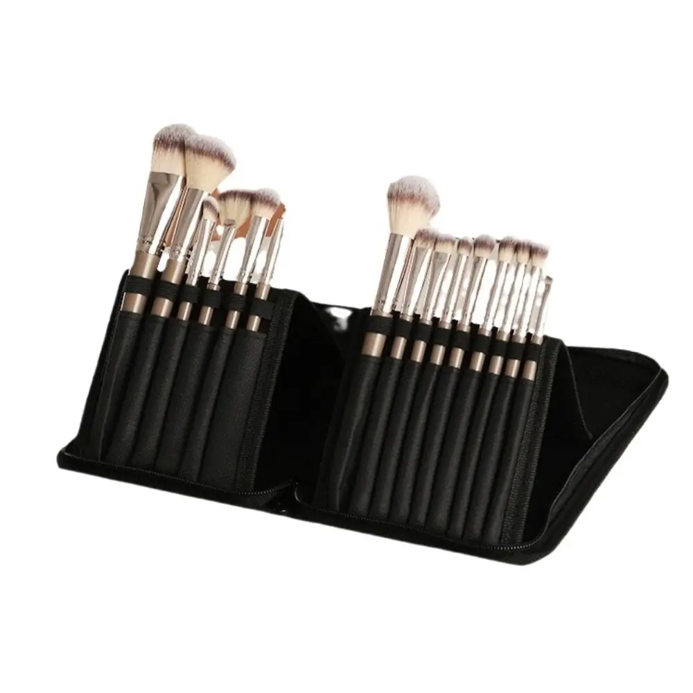 Large Capacity Makeup Brush Bag Stand Up Waterproof Brush Storage Pouch Portable Fifteen Holes Cosmetic Brush Holder Travel