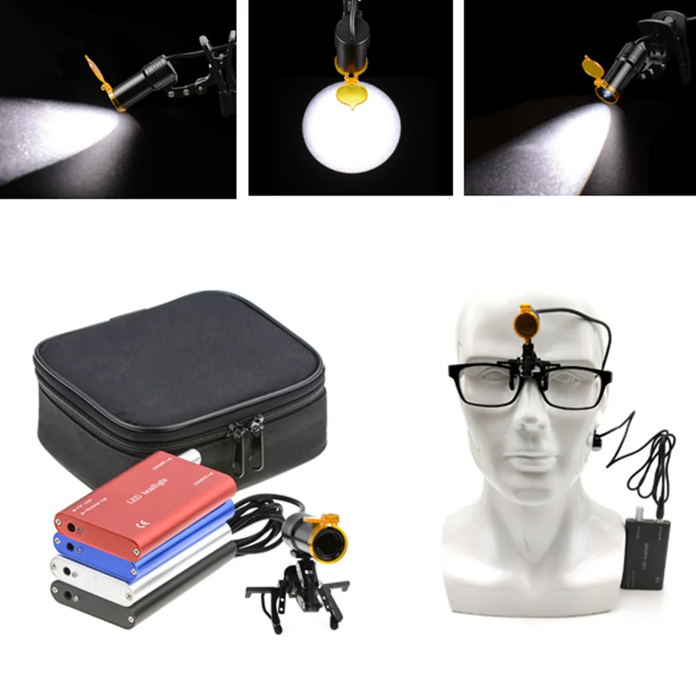 APHRODITE 5W Dental Metal High Power LED Headlight with Orange Optical Filter Light Shield DY-007 Clip on Binocular Loupe