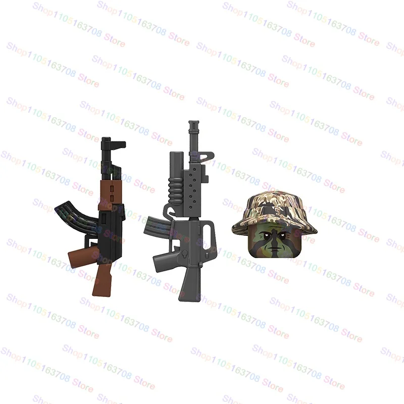 Blocs de construction de soldats de l'armée, chapeau de commandant d'infanterie Marine, drapeau, Mini figurines d'action, accessoires, briques, jouet cadeau, N701-706
