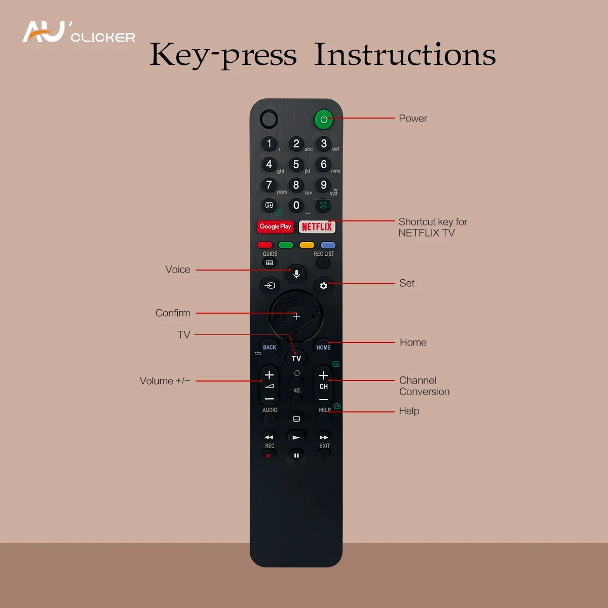 RMF-TX500E Smart TV Voice Replacement Remote Control for Sony 4K HD OLED TV KE-65XH9096 KD-75XG8505 KD-75XG8588 KD-75XG8596 etc