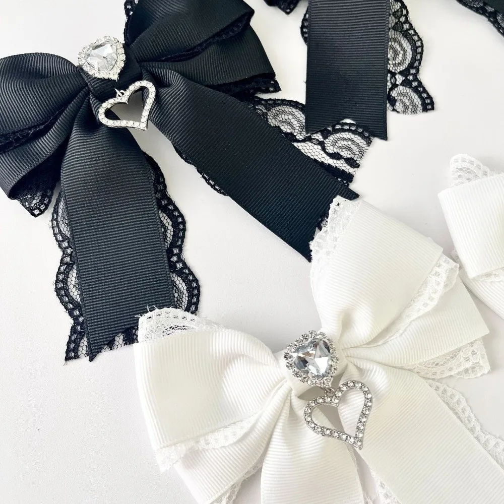 حجر الراين كريستال الشريط القوس بروش البوليستر خمر مجوهرات ربطة العنق التذكاري قميص أسود طوق دبوس للجناث والحداد